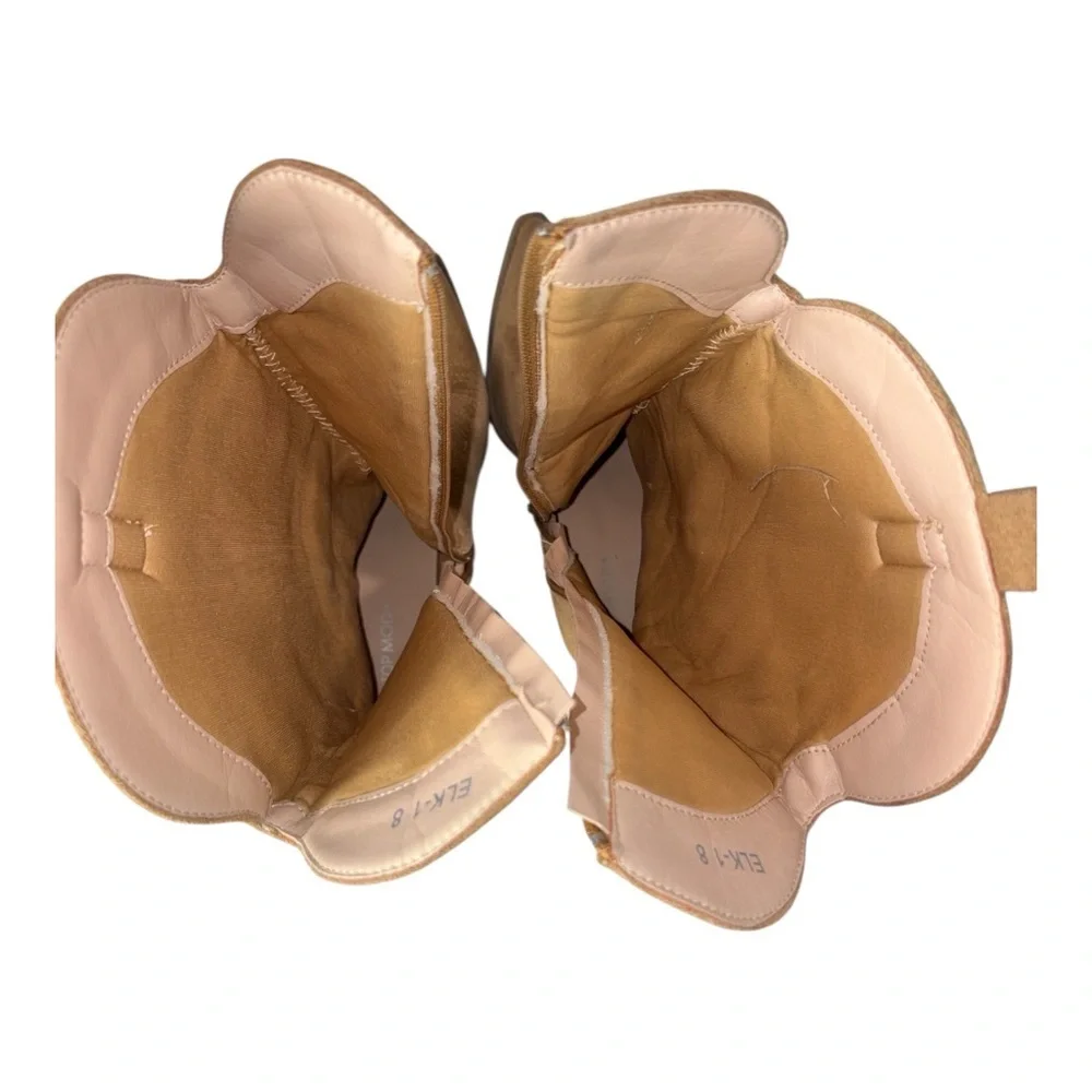 Top Moda Womens Sz 8 Cowboy Western Boots Pointy Toe Knee High Zipper Tan ELK-1 - Picture 5 of 8